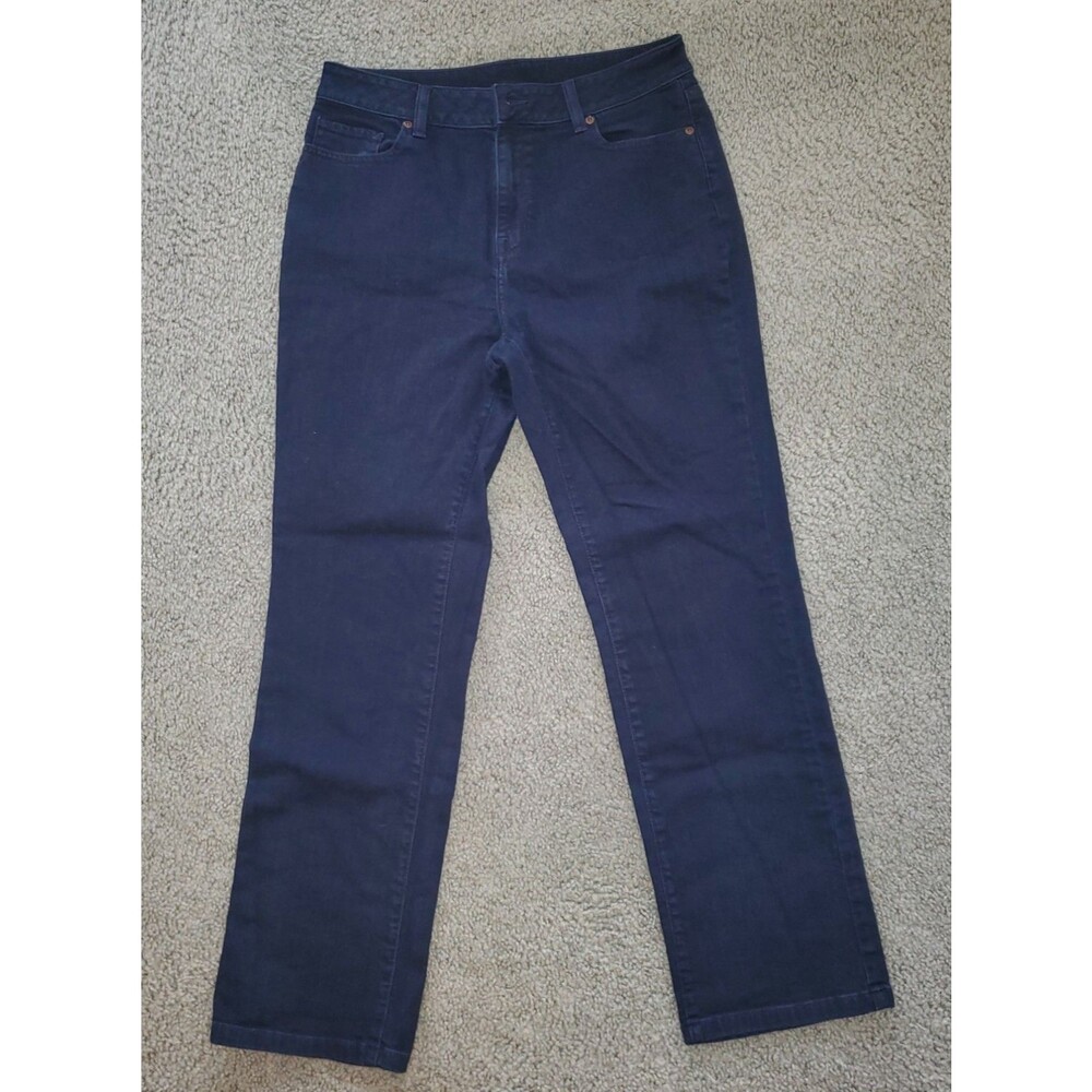 L.L. Bean True Shape High-Rise Straight Leg Jeans Women’s Size 12 Reg Dark Wash